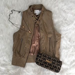 Nude faux leather vest